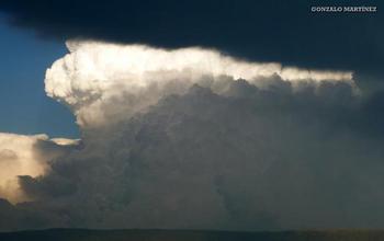 An approaching severe storm in Argentina's Pampas region.