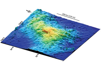 Seafloor 3-D image showing size and shape of Tamu Massif