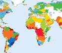 Map showing river flow trends worldwide between 1948 and 2004.