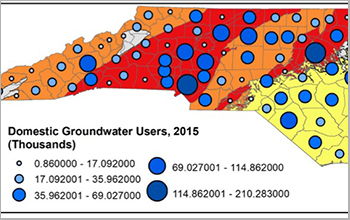 areas of the state with the largest number of groundwater users