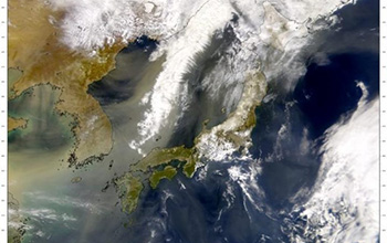 a dust plume leaving China