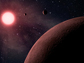 artist's concept depicts the tiny planetary system