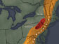 map showing bend in Appalachian Mountains