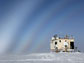 sky with fog bows over summit station in greenland