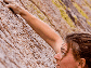 a woman climbing