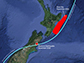 Kaikôura earthquake (marked by a red star) triggered a slow slip event