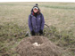 Karen Beard with a tundra swan nest