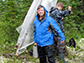 Vadim Levin (front) and Michael Klaser recover a portable seismic observatory