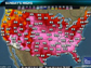 U.S. map showing temperatures