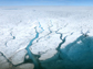 rivers of melted ice and a meltwater lake