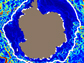 map showing current speeds and sea ice extent