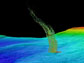 sonar image of bubbles rising from the seafloor
