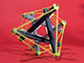 a 3-D printed object made with tensegrity, a structural system of floating rods