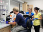 scientific team examines molecule in the lab