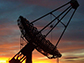 one of the VERITAS telescopes at sunset