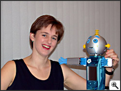 Lady with robotic toy -- Click to enlarge