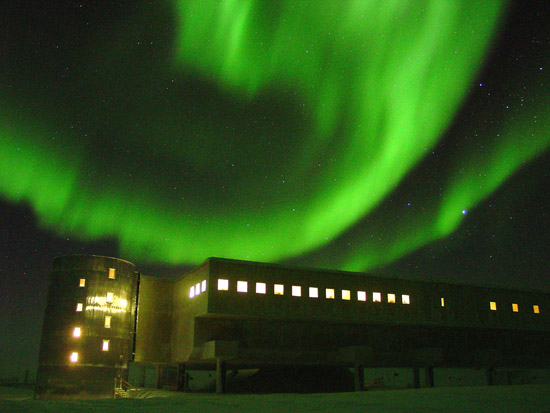 Aurora over the South Pole Station