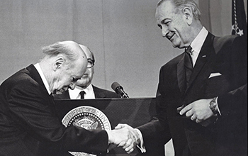 President Lyndon B. Johnson and Igor Sikorsky