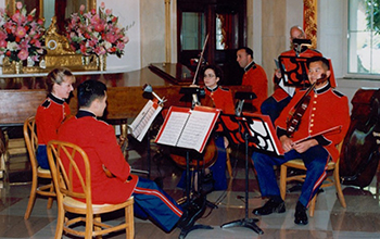 U.S. Marine band playing in the White House