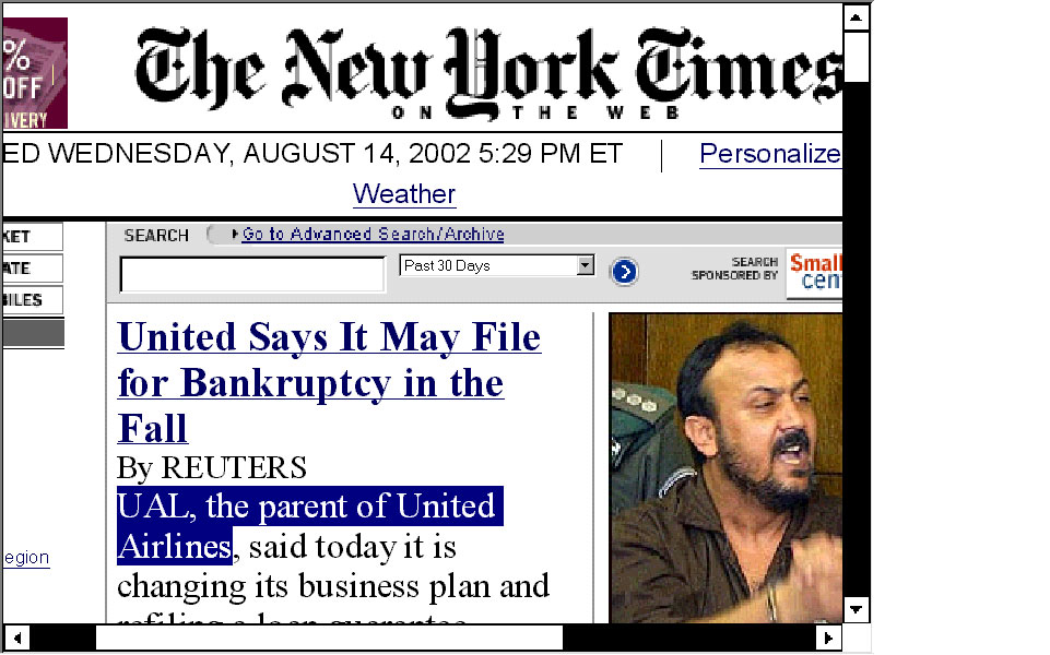 Image of New York Times web page