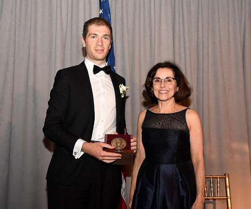 2017 Waterman Award winner John Pardon, with NSF Director France CÃ³rdova