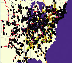 Eastern U.S. power transfer distribution factor flows